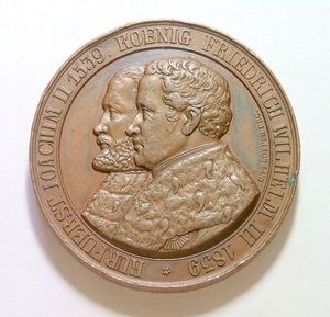 德国普鲁士1839年 新教改革三百年高浮雕大铜章45MM厚5MM