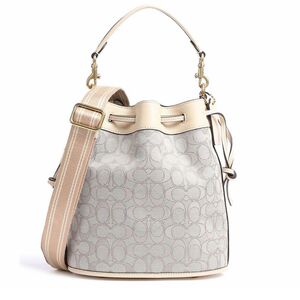 美国轻奢直邮代购正品coach蔻驰女包象牙印花白水桶包c3853 b4shg