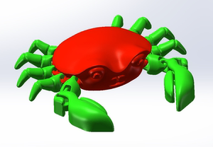 3d打印stl螃蟹一体关节可动螃蟹玩具非实物电子文件