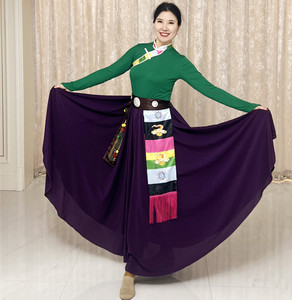 心愿藏族舞蹈服女艺考半身长裙民族舞藏式练习大摆裙表演服广场舞