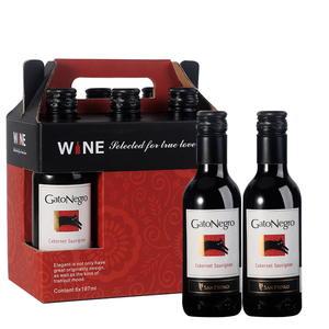 智利红酒黑猫GatoNegro赤霞珠干红葡萄酒187ml6支小瓶装礼盒