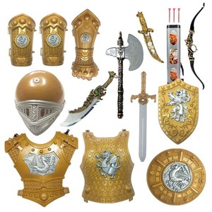 六一节盔甲铠甲勇士道具可穿儿童节演出道具海盗刀剑玩具盾牌套装