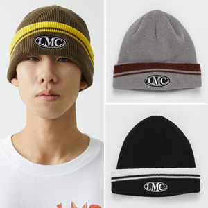 instudio21韩国设计师品牌lmc字母刺绣减龄拼色减龄针织豆豆帽3色