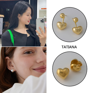 博主推荐~23春夏韩国设计师品牌TATIANA韩版潮流轻奢爱心耳钉套装
