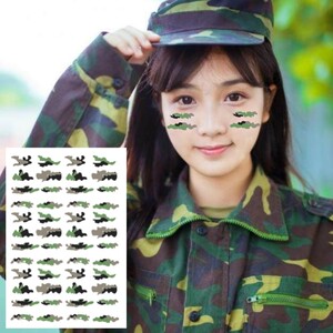 特种兵脸贴 迷彩纹身贴 儿童户外运动会演出脸部油彩贴纸 防水