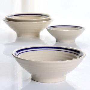 家用中式加厚土陶双线洋井碗商用汤碗泡面碗拉面碗 防烫大喇叭碗