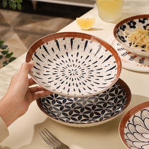 日式盘子家用特别好看的菜盘子深盘子高级感陶瓷盘微波炉餐具汤盘
