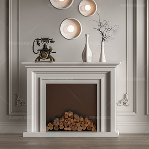 法式实木雕花壁炉装饰柜简约美式奶油白壁橱客厅端景台玄关壁炉架