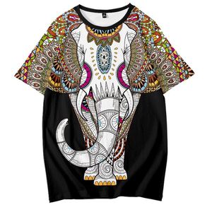 中国风男装t恤复古民族风麒麟泰国大象图案潮牌大码印花衣服上衣