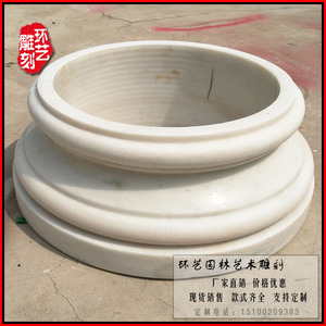 厂家直销汉白玉罗马柱石雕空心柱基石别墅欧式柱子底座大理石圆柱