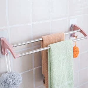 毛巾架不锈钢吸盘晾衣架墙壁卫生间欧式浴巾架厕所挂壁式毛巾杆