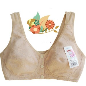 珍梦新款吸汗127全棉 无钢圈中老年文胸前扣 纯棉背心式薄款胸罩
