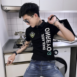 春夏季新款痞帅polo衫男社会人网红潮牌半袖上衣精神小伙短袖t恤