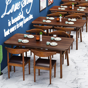 简约餐桌椅组合家用小户型饭桌饭店快餐小吃店桌椅商用长方形桌子