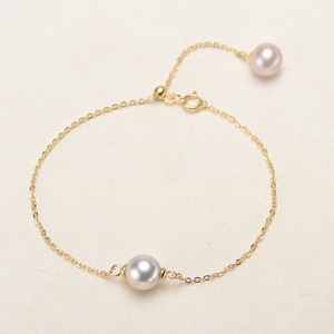 DIY珍珠配件 925银珍珠手链空托路路通双珠款女 搭配7-9mm圆椭珠