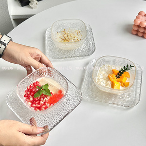 水晶玻璃碗小碗方碗糖果点心精致水果盘四方小果盘沙拉凉菜盘子方