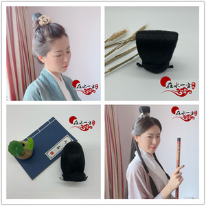 古装发包丸子头男发带女扮男装发髻cos造型道士头公子髻流苏抹额