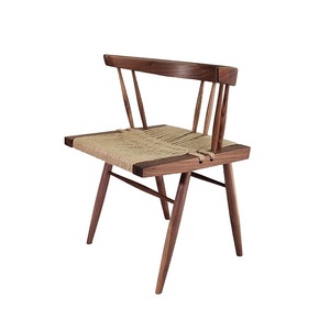 北美黑胡桃实木中岛乔治风格绳编餐椅酒店会所民宿别墅定制餐桌椅