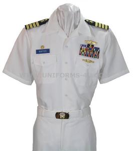837-【现货】us navy 美海军白色制服士官版短袖衬衣 尺码sr