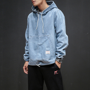 秋季大码日系外套卫衣男装2017牛仔套头衫外套休闲牛仔衣