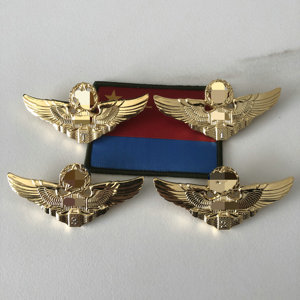 收藏空航民航飞行员等级证章金色飞翅金属胸章金胸标库存徽章老货