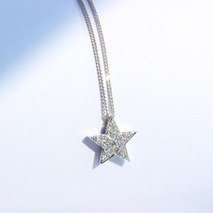晨诺珠宝 18k白金满钻五角星吊坠心愿项链星星钻石项链女 送女友