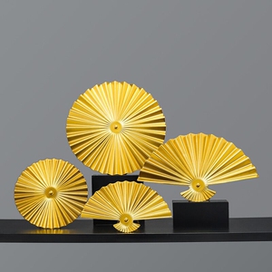 ins北欧简约轻奢铁艺扇形摆件 家居店铺壁挂金属手工艺品装饰挂件