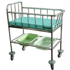 医用不锈钢婴儿车婴儿床 新生儿推车推床