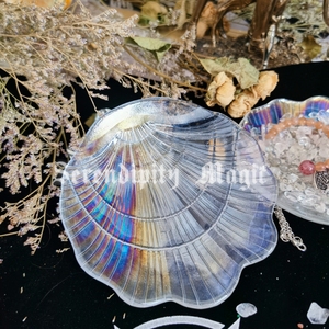 【贝壳盘】ins简约风格海洋造型盘子镀彩玻璃材质盘家居装饰摆件