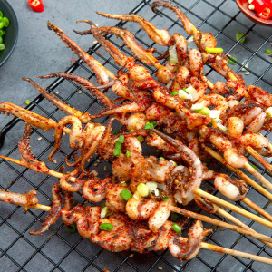 鱿鱼须小串烧烤食材串串香小把串铁板鱿鱼头海鲜烧烤商用100串