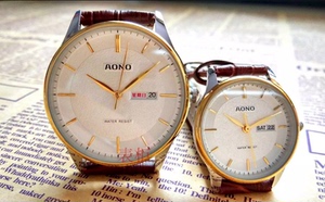 正品aono奥诺简单复古皮带男女情侣手表分分钟爱上你包邮