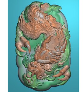 随形龙牌精雕图