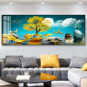 钻石画满钻新款客厅轻奢大气沙发背景墙砖石贴画水晶钻十字绣麋鹿