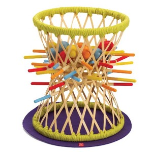 幼儿园早教益智玩具亲子多人游戏创意竹制环保玩具小竹篓掉球