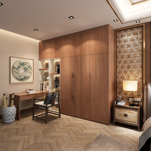 皮阿诺整体衣柜 整体定做平开推拉门新中式定制卧室开放式衣帽间