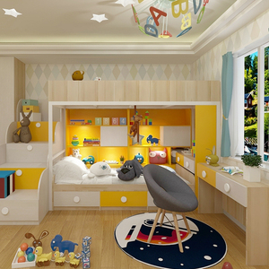 皮阿诺儿童房上下床定制榻榻米青少年房双层现代简约轻奢衣柜床