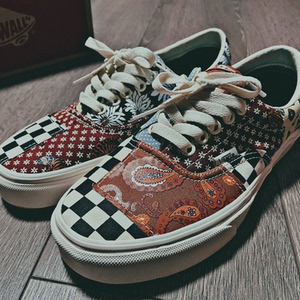 vans范斯era棋盘格拼接鸳鸯腰果花帆布板鞋男女vn0a4u391io