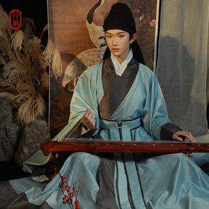 【现货】衿娥汉服 明制道服仿古画同款 蓝黑配色黑