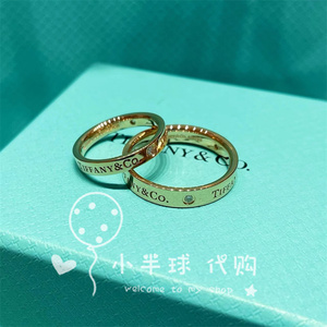 tiffany/蒂芙尼戒指女tco签名款三钻钻戒18k玫瑰金铂金情侣对戒男