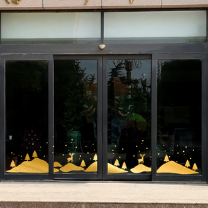 圣诞雪花雪地鹿玻璃门贴纸商场店铺窗花橱窗贴新年创意装饰墙贴画