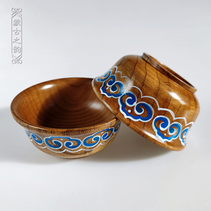 蒙古木碗实木手绘隔热防烫蒙餐奶茶碗汤碗饭碗蒙古族木质餐具民族