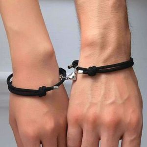Couple bracelet men women黑白绳合金磁铁相吸男女情侣手链一对