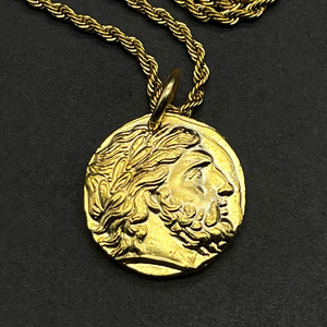 古希腊金币项链神王宙斯射手座守护神马其顿古币镀金吊坠情侣饰品