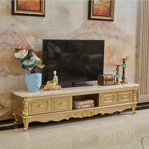 欧式电视柜茶几组合客厅实木雕花美式香槟金储物地柜边柜高档家具