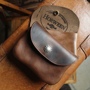 美国霍尔文茶芯皮horween 纯手工复古简约轻便文玩真皮零钱包卡包