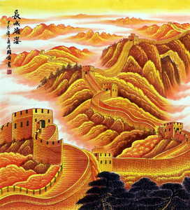 赵国顺纯手绘收藏国画山水字画六尺斗方中国龙金长城019-5-12-14