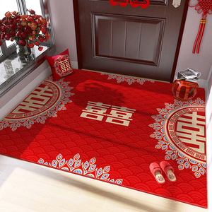 结婚地垫大红喜庆新年入户门垫2024家用脚垫比利时绒耐脏防滑地毯