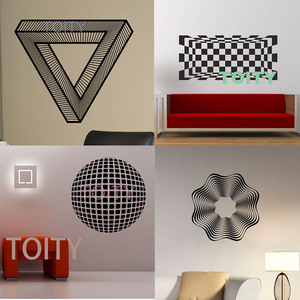 视觉假象几何装饰贴画optical illusion视错觉图案墙贴教室玻璃贴