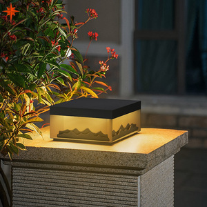 新中式太阳能柱头灯户外庭院灯草坪灯别墅景观灯大门围墙柱子灯具