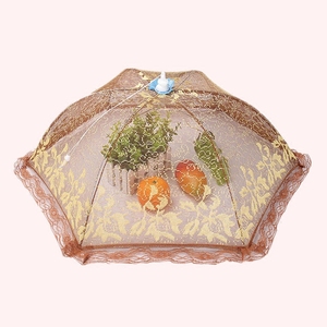 家用餐桌饭菜纱罩圆形可折叠食物罩子防苍蝇遮盖伞剩菜罩子防尘罩